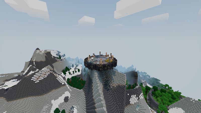 A round stone lair on a snowy mountain top